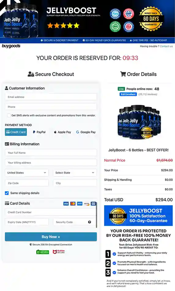 Jelly Boost Secure Payment – All Major Cards, SSL Encrypted, Secure Checkout